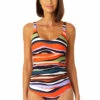 Anne Cole - Women's Scoop Neck Shirred One Piece Swimsuit -Chic Swimwear Shop 23MO05385 MULT 1415 FRONT