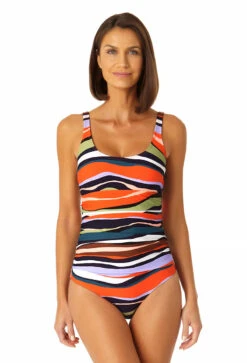 Anne Cole - Women's Scoop Neck Shirred One Piece Swimsuit