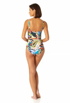 Anne Cole - Women's Belted Square Neck One Piece Swimsuit -Chic Swimwear Shop 23MO05861 MULT 0390