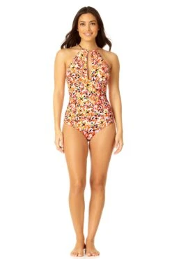 Anne Cole - Women's High Neck With Ruffled Straps One Piece Swimsuit -Chic Swimwear Shop 23MO06421 MULT 399 4
