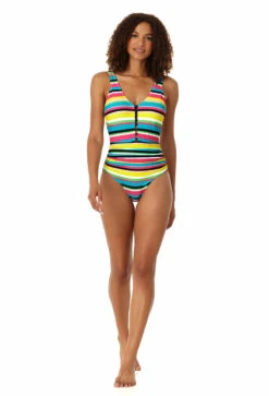 Anne Cole - Women's Center Tab Over The Shoulder One Piece Swimsuit 9 Anne Cole - Women's Center Tab Over The Shoulder One Piece Swimsuit -Chic Swimwear Shop 23MO07584 MULT 2179