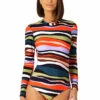 Anne Cole - Women's Long Sleeve Open Back One Piece Rash Guard Swimsuit 1 Anne Cole - Women's Long Sleeve Open Back One Piece Rash Guard Swimsuit -Chic Swimwear Shop 23MO08385 MULT 1485 FRONT
