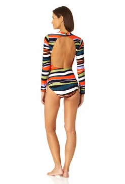 Anne Cole - Women's Long Sleeve Open Back One Piece Rash Guard Swimsuit 8 Anne Cole - Women's Long Sleeve Open Back One Piece Rash Guard Swimsuit -Chic Swimwear Shop 23MO08385 MULT 1496