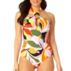 Anne Cole - Women's Ring High Neck Halter One Piece Swimsuit -Chic Swimwear Shop 23MO09410 MULT 1298 1