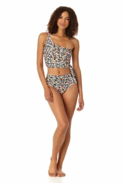 Anne Cole - Women's One Shoulder Side Tie Bikini Top -Chic Swimwear Shop 23MT12670 MULT 23MB37270 MULT 0777