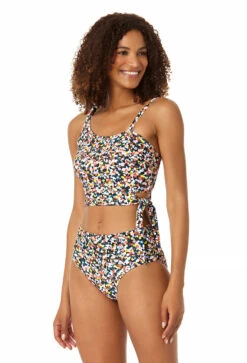 Anne Cole - Women's One Shoulder Side Tie Bikini Top -Chic Swimwear Shop 23MT12670 MULT 23MB37270 MULT 0842 FRONT