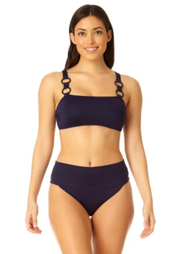 Anne Cole - Women's Ring Strap Bandeau Swim Top -Chic Swimwear Shop 23MT13201 NAVY 23MB37401 NAVY 803 2