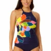 Anne Cole - Women's High Neck Tankini Top -Chic Swimwear Shop 23MT20650 MULT MYMB36001 NAVY 1296 FRONT