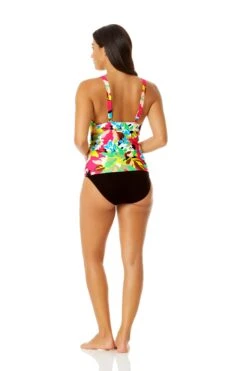 Anne Cole - Women's Easy Ring Tri Tankini Swim Top -Chic Swimwear Shop 23MT24665 MULT MYMB36001 BLK 848 1