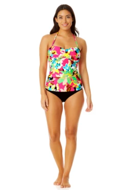 Anne Cole - Women's Twist Front Bandeaukini Swim Top -Chic Swimwear Shop 23MT25065 MULT MYMB36001 BLK 864 1