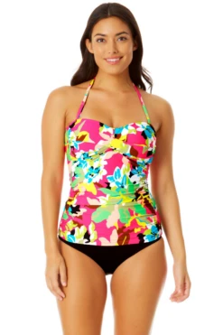 Anne Cole - Women's Twist Front Bandeaukini Swim Top -Chic Swimwear Shop 23MT25065 MULT MYMB36001 BLK 864 2