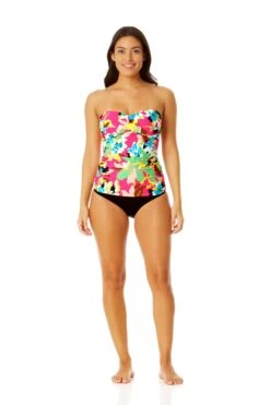 Anne Cole - Women's Twist Front Bandeaukini Swim Top -Chic Swimwear Shop 23MT25065 MULT MYMB36001 BLK 864 3