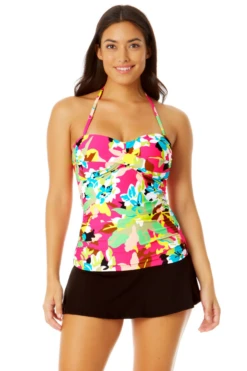 Anne Cole - Women's Twist Front Bandeaukini Swim Top -Chic Swimwear Shop 23MT25065 MULT MYMB36001 BLK 864 6