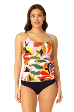 Anne Cole - Women's Asymmetrical Side Tie Tankini Swim Top