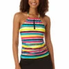 Anne Cole - Women's Center Tab High Neck Tankini Swim Top -Chic Swimwear Shop 23MT29584 MULT MYMB41401 BLK 2031 FRONT