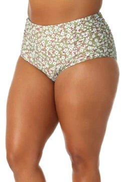 Anne Cole Plus - Women's Shirred High Waist Tummy Control Bikini Bottom