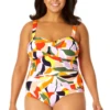 Anne Cole Plus - Women's Twist Front Shirred One Piece Swimsuit -Chic Swimwear Shop 23PO00510 MULT 2516 1