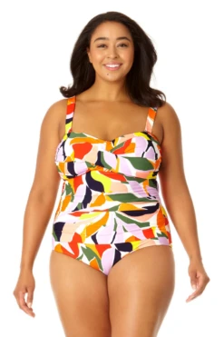 Chic Swimwear Shop 8 Anne Cole Plus - Women's Twist Front Shirred One Piece Swimsuit