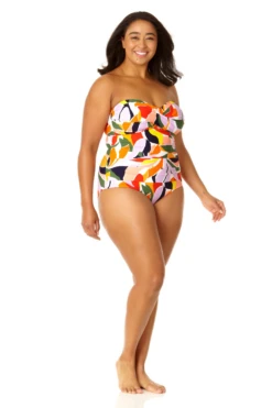 Anne Cole Plus - Women's Twist Front Shirred One Piece Swimsuit -Chic Swimwear Shop 23PO00510 MULT 2516 2