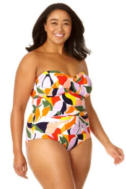 Anne Cole Plus - Women's Twist Front Shirred One Piece Swimsuit -Chic Swimwear Shop 23PO00510 MULT 2516 4