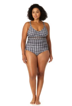 Anne Cole Plus - Women's Trim Triangle One Piece Swimsuit 9 Anne Cole Plus - Women's Trim Triangle One Piece Swimsuit -Chic Swimwear Shop 23PO02483 BKWH 2083