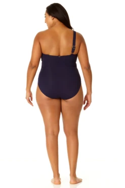 Anne Cole Plus - Ring Strap Asymmetric One Piece Swimsuit -Chic Swimwear Shop 23PO02701 NAVY 1370 5