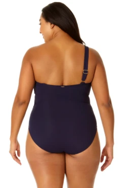 Anne Cole Plus - Ring Strap Asymmetric One Piece Swimsuit -Chic Swimwear Shop 23PO02701 NAVY 1370 6