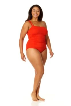 Anne Cole Plus - Ring Strap Asymmetric One Piece Swimsuit -Chic Swimwear Shop 23PO02701 SPCE 1484 2