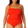 Anne Cole Plus - Ring Strap Asymmetric One Piece Swimsuit