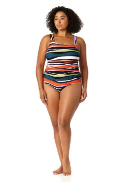 Anne Cole Plus - Women's Ring Strap Asymmetric One Piece Swimsuit -Chic Swimwear Shop 23PO02785 MULT 0424