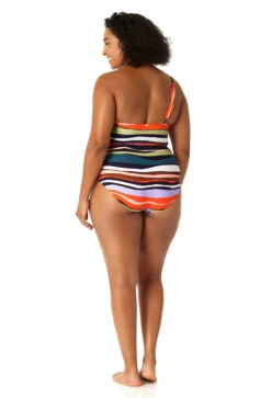 Anne Cole Plus - Women's Ring Strap Asymmetric One Piece Swimsuit -Chic Swimwear Shop 23PO02785 MULT 0465