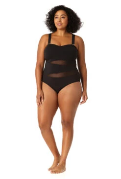 Anne Cole Plus - Women's Mesh Strapless One Piece Swimsuit -Chic Swimwear Shop 23PO03301 BLK 0023