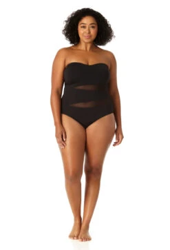 Anne Cole Plus - Women's Mesh Strapless One Piece Swimsuit -Chic Swimwear Shop 23PO03301 BLK 0036