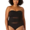 Anne Cole Plus - Women's Mesh Strapless One Piece Swimsuit -Chic Swimwear Shop 23PO03301 BLK 0036 FRONT