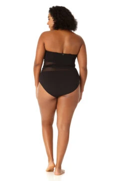 Anne Cole Plus - Women's Mesh Strapless One Piece Swimsuit -Chic Swimwear Shop 23PO03301 BLK 0047