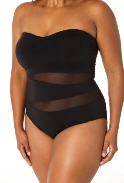 Anne Cole Plus - Women's Mesh Strapless One Piece Swimsuit -Chic Swimwear Shop 23PO03301 BLK 0048