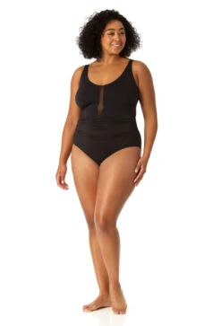 Anne Cole Plus - Women's Mesh One Piece Swimsuit -Chic Swimwear Shop 23PO03501 BLK 0062
