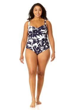 Anne Cole Plus - Women's Retro Twist Front Shirred One Piece Swimsuit -Chic Swimwear Shop 23PO03918 NAWH 366 1