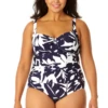 Anne Cole Plus - Women's Retro Twist Front Shirred One Piece Swimsuit -Chic Swimwear Shop 23PO03918 NAWH 366 2