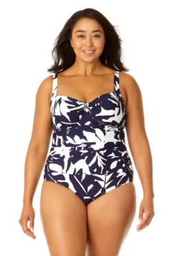 Chic Swimwear Shop 12 Anne Cole Plus - Women's Retro Twist Front Shirred One Piece Swimsuit