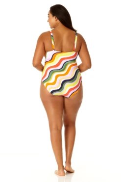 Anne Cole Plus - Women's Shirred Lingerie Maillot One Piece Swimsuit -Chic Swimwear Shop 23PO05722 MULT 875 2