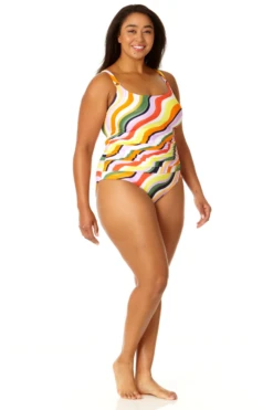 Anne Cole Plus - Women's Shirred Lingerie Maillot One Piece Swimsuit -Chic Swimwear Shop 23PO05722 MULT 875 3