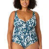 Anne Cole Plus - Women's V-Wire One Piece Swimsuit 2 Anne Cole Plus - Women's V-Wire One Piece Swimsuit -Chic Swimwear Shop 23PO07057 BLWH 0704 FRONT