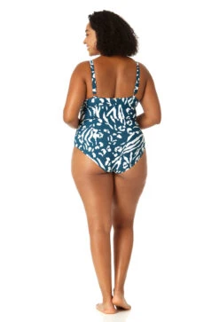 Anne Cole Plus - Women's V-Wire One Piece Swimsuit -Chic Swimwear Shop 23PO07057 BLWH 0721