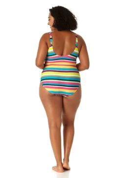 Anne Cole Plus - Women's Center Tab Over The Shoulder One Piece Swimsuit -Chic Swimwear Shop 23PO07584 MULT 1781