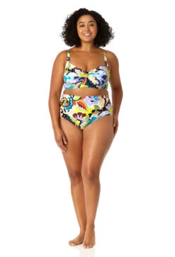 Anne Cole Plus - Women's Surplice Underwire Bikini Top -Chic Swimwear Shop 23PT12561 MULT 23PB36061 MULT 0889