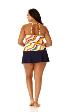 Anne Cole Plus - Women's High Neck Tankini Top 19 Anne Cole Plus - Women's High Neck Tankini Top -Chic Swimwear Shop 23PT20622 MULT MYPB41401 NAVY 540 5