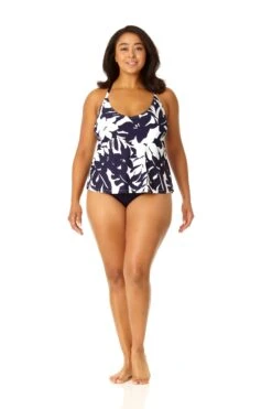 Anne Cole Plus - Women's Easy Triangle Tankini Swim Top -Chic Swimwear Shop 23PT22418 NAWH MYPB36001 NAVY 314 3