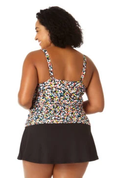 Anne Cole Plus - Women's Twist Front Underwire Tankini Swim Top 15 Anne Cole Plus - Women's Twist Front Underwire Tankini Swim Top -Chic Swimwear Shop 23PT23370 MULT MYMB41401 BLK 2661 BACK