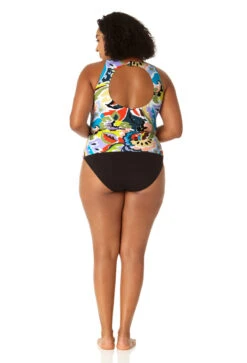 Anne Cole Plus - Women's Front Wrap High Neck Keyhole Tankini Swim Top 13 Anne Cole Plus - Women's Front Wrap High Neck Keyhole Tankini Swim Top -Chic Swimwear Shop 23PT24961 MULT MYMB36001 BLK 1534